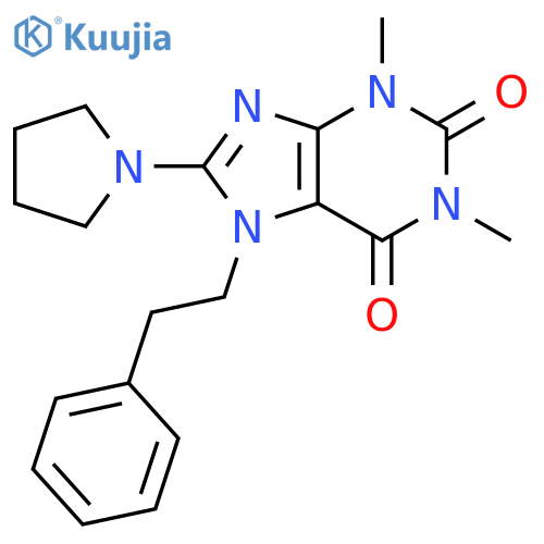 1,3-dimethyl-7-(2-phenylethyl)-8-(pyrrolidin-1-yl)-2,3,6,7-tetrahydro-1H-purine-2,6-dione structure