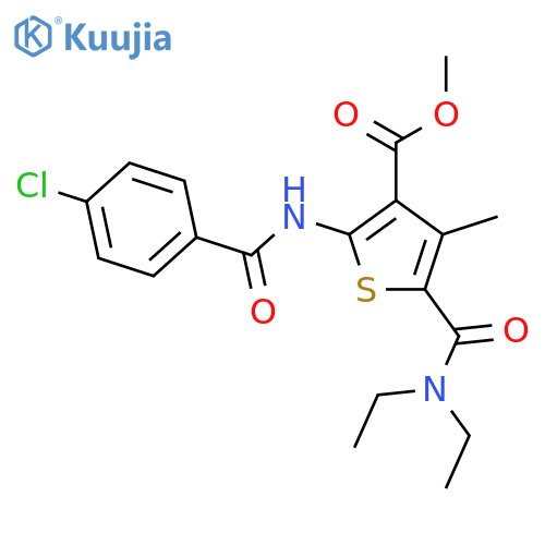 <br>2-(4-Chloro-benzoylamino)-5-diethylcarbamoyl-4-methyl-thiophene-3-carboxyli c acid methyl ester structure