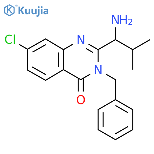 2-(1-amino-2-methylpropyl)-3-benzyl-7-chloroquinazolin-4(3H)-one structure