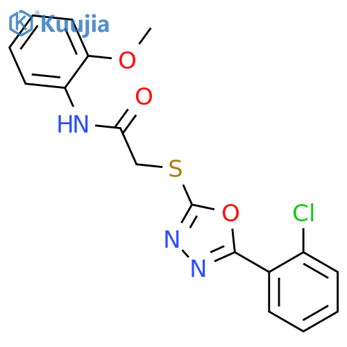 <br>2-[5-(2-Chloro-phenyl)-[1,3,4]oxadiazol-2-ylsulfanyl]-N-(2-methoxy-phenyl)- acetamide structure