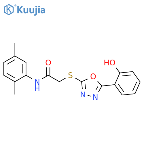 <br>N-(2,5-Dimethyl-phenyl)-2-[5-(2-hydroxy-phenyl)-[1,3,4]oxadiazol-2-ylsulfan yl]-acetamide structure