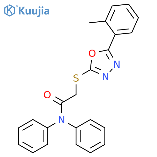 2-{[5-(2-methylphenyl)-1,3,4-oxadiazol-2-yl]sulfanyl}-N,N-diphenylacetamide structure