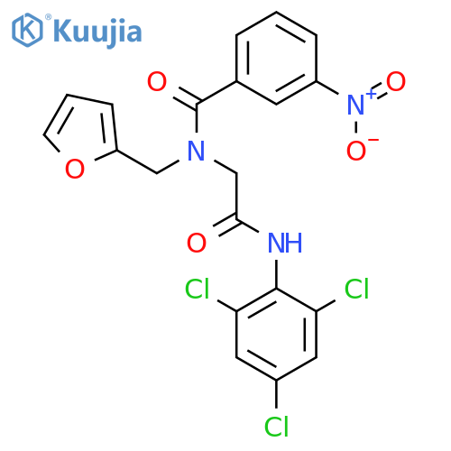 <br>N-Furan-2-ylmethyl-3-nitro-N-[(2,4,6-trichloro-phenylcarbamoyl)-methyl]-ben zamide structure