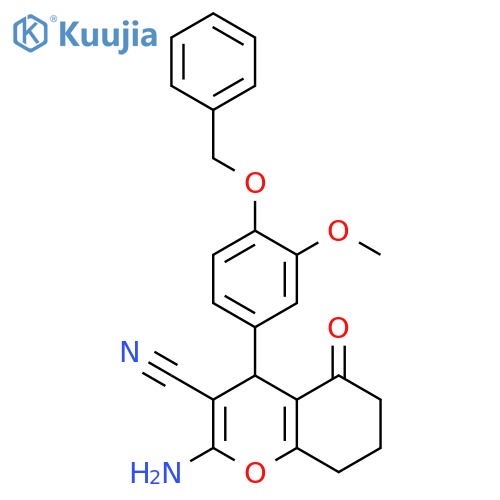 <br>2-Amino-4-(4-benzyloxy-3-methoxy-phenyl)-5-oxo-5,6,7,8-tetrahydro-4H-chrome ne-3-carbonitrile structure