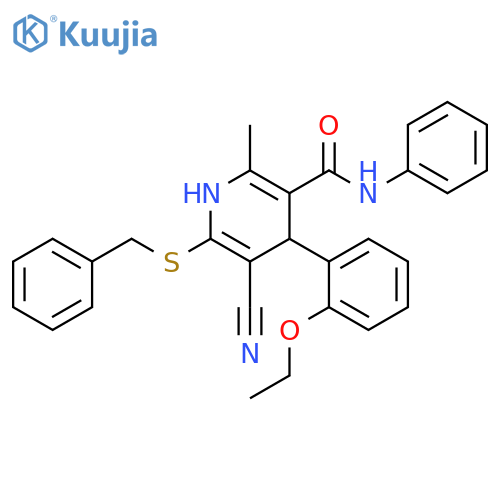 6-(benzylsulfanyl)-5-cyano-4-(2-ethoxyphenyl)-2-methyl-N-phenyl-1,4-dihydropyridine-3-carboxamide structure