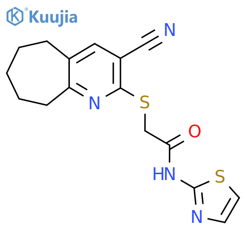 2-({3-cyano-5H,6H,7H,8H,9H-cycloheptabpyridin-2-yl}sulfanyl)-N-(1,3-thiazol-2-yl)acetamide structure