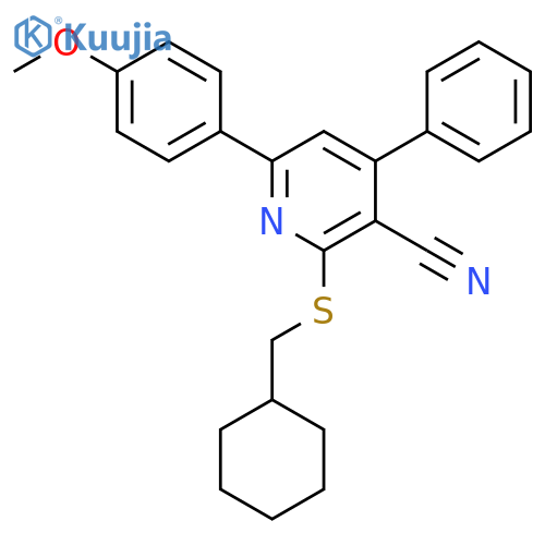 2-Cyclohexylmethylsulfanyl-6-(4-methoxy-phenyl)-4-phenyl-nicotinonitrile structure