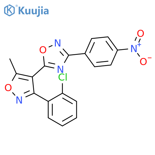 <br>5-[3-(2-Chloro-phenyl)-5-methyl-isoxazol-4-yl]-3-(4-nitro-phenyl)-[1,2,4]ox adiazole structure