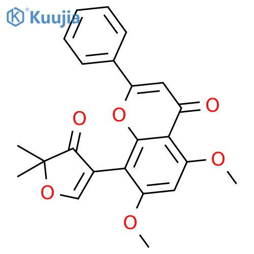 8-(5,5-dimethyl-4-oxo-4,5-dihydro-furan-3-yl)-5,7-dimethoxy-2-phenyl-chromen-4-one structure