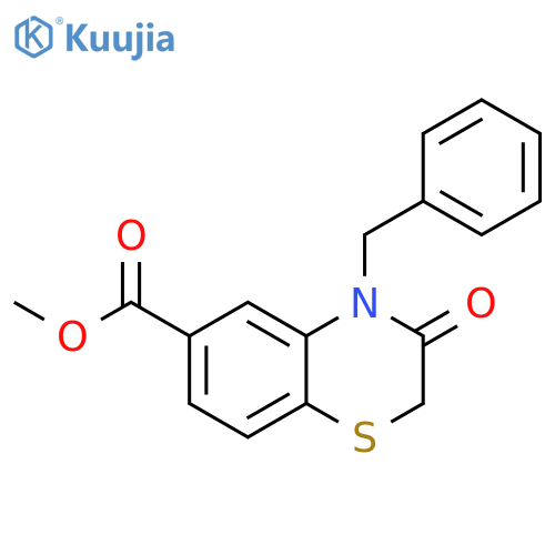 2H-1,4-Benzothiazine-6-carboxylic acid,3,4-dihydro-3-oxo-4-(phenylmethyl)-, methyl ester structure