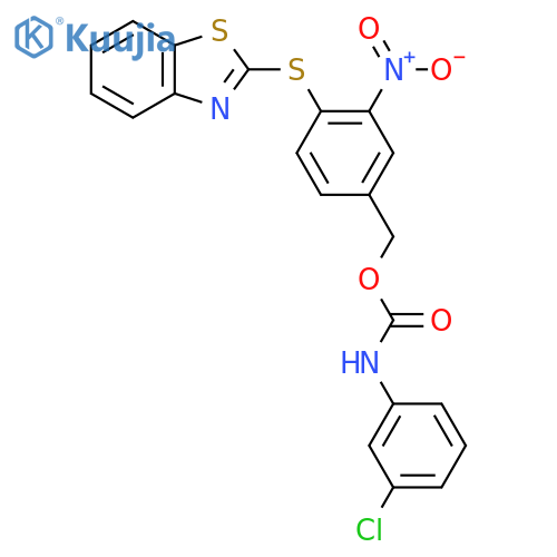 [4-(1,3-Benzothiazol-2-ylsulfanyl)-3-nitrophenyl]methyl N-(3-chlorophenyl)carbamate structure