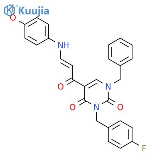 1-BENZYL-3-(4-FLUOROBENZYL)-5-[3-(4-METHOXYANILINO)ACRYLOYL]-2,4(1H,3H)-PYRIMIDINEDIONE structure