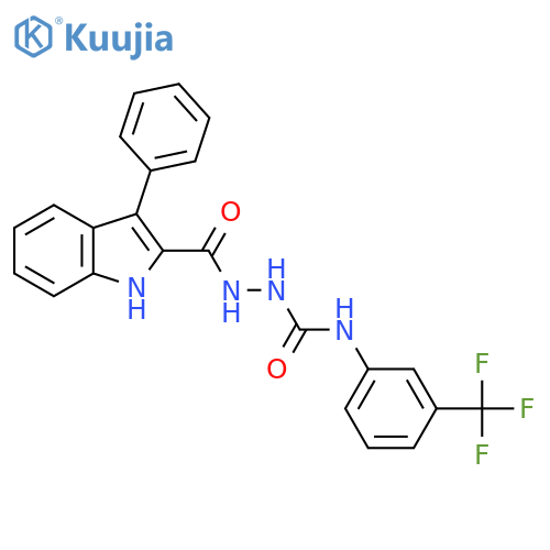 2-((3-Phenyl-1H-indol-2-yl)carbonyl)-N-(3-(trifluoromethyl)phenyl)-1-hydrazinecarboxamide structure