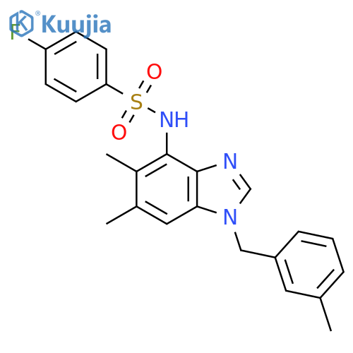 N-{5,6-dimethyl-1-[(3-methylphenyl)methyl]-1H-1,3-benzodiazol-4-yl}-4-fluorobenzene-1-sulfonamide structure