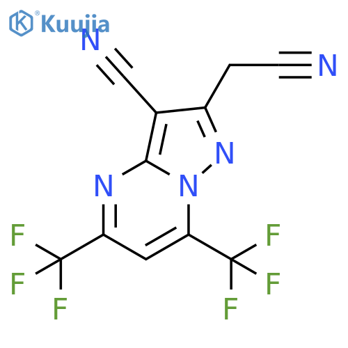 2-(Cyanomethyl)-5,7-bis(trifluoromethyl)pyrazolo-1,5-apyrimidine-3-carbonitrile structure