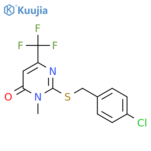 2-{[(4-chlorophenyl)methyl]sulfanyl}-3-methyl-6-(trifluoromethyl)-3,4-dihydropyrimidin-4-one structure
