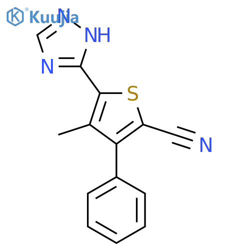 4-methyl-3-phenyl-5-(1H-1,2,4-triazol-3-yl)-2-thiophenecarbonitrile structure
