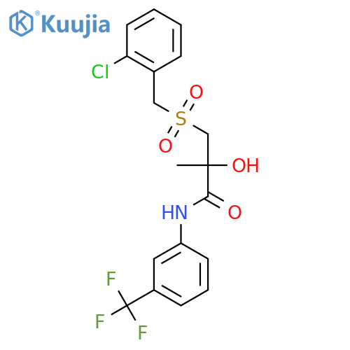 3-[(2-chlorobenzyl)sulfonyl]-2-hydroxy-2-methyl-N-[3-(trifluoromethyl)phenyl]propanamide structure