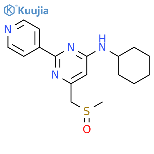N-cyclohexyl-6-((methylsulfinyl)methyl)-2-(pyridin-4-yl)pyrimidin-4-amine structure