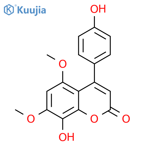 2H-1-BENZOPYRAN-2-ONE, 8-HYDROXY-4-(4-HYDROXYPHENYL)-5,7-DIMETHOXY- structure
