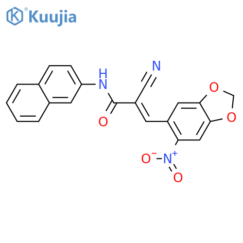 (2E)-2-cyano-N-(naphthalen-2-yl)-3-(6-nitro-1,3-benzodioxol-5-yl)prop-2-enamide structure