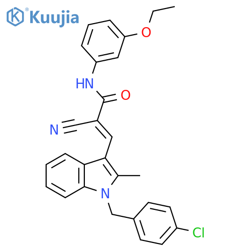 (E)-3-[1-[(4-chlorophenyl)methyl]-2-methylindol-3-yl]-2-cyano-N-(3-ethoxyphenyl)prop-2-enamide structure