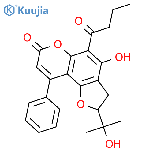 2,3-Dihydro-4-hydroxy-2-(1-hydroxy-1-methylethyl)-5-(1-oxobutyl)-9-phenyl-7H-furo[2,3-f][1]benzopyran-7-one structure