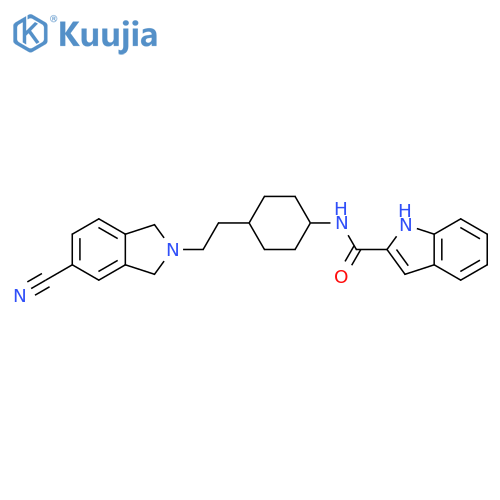 1H-Indole-2-carboxamide, N-[trans-4-[2-(5-cyano-1,3-dihydro-2H-isoindol-2-yl)ethyl]cyclohexyl]- structure