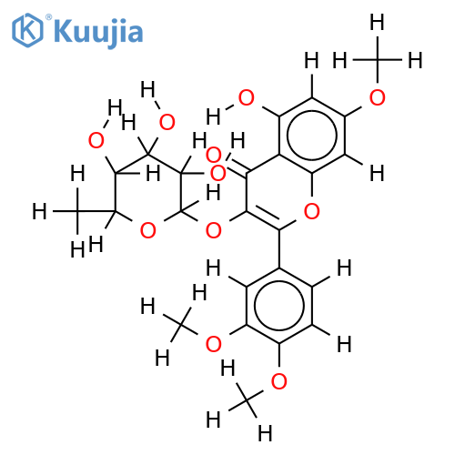 3-O-alpha-L-Rhamnopyranoside-3,5-Dihydroxy-3',4',7-trimethoxyflavone structure