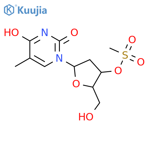 1-[2-deoxy-3-O-(methylsulfonyl)pentofuranosyl]-5-methylpyrimidine-2,4(1H,3H)-dione structure
