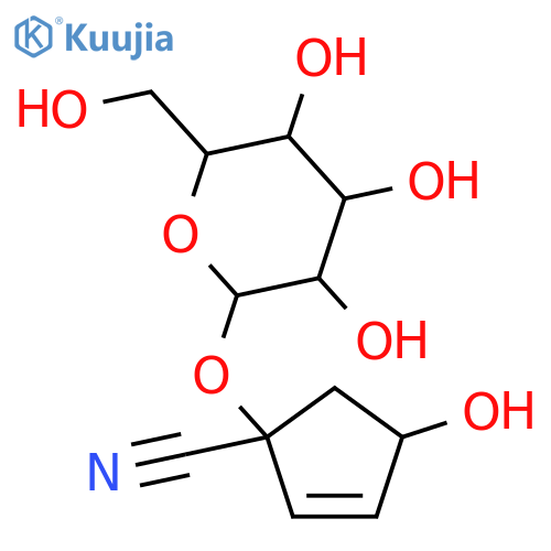 1-(hexopyranosyloxy)-4-hydroxycyclopent-2-ene-1-carbonitrile structure