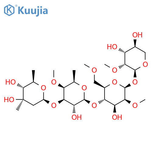 [2-O-Methyl-α-L-lyxopyranosyl]4-O-[6-deoxy-3-O-(3-methyl-2,6-dideoxy-β-D-arabino-hexopyranosyl)-4-O-methyl-β-D-galactopyranosyl]-2-O,6-O-dimethyl-β-D-mannopyranoside structure