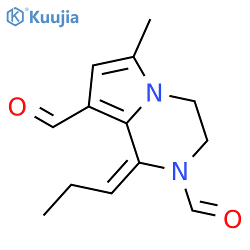3,4-dihydro-6-methyl-1-propylidene-Pyrrolo[1,2-a]pyrazine-2,8(1H)-dicarboxaldehyde structure
