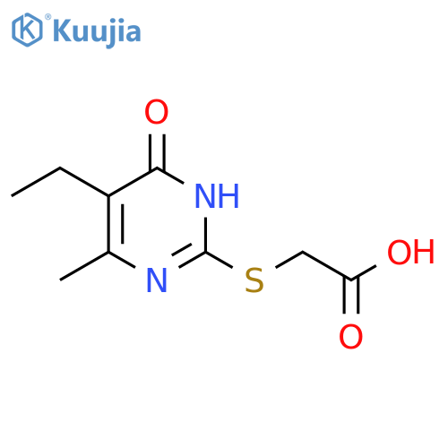2-(5-ethyl-4-methyl-6-oxo-1,6-dihydropyrimidin-2-yl)sulfanylacetic acid structure