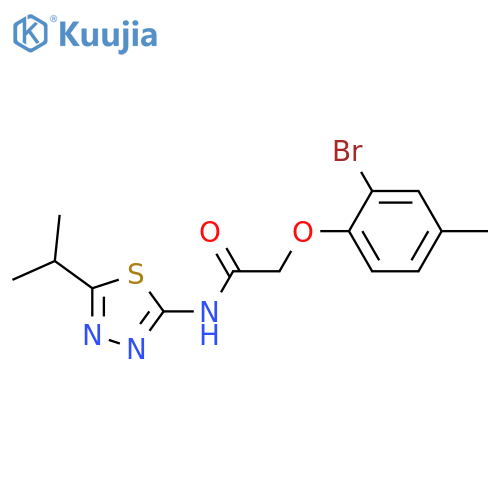 2-(2-bromo-4-methylphenoxy)-N-5-(propan-2-yl)-1,3,4-thiadiazol-2-ylacetamide structure