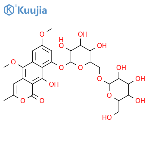 5,7,9,10-Tetrahydroxy-3-methyl-1H-naphtho[2,3-c]pyran-1-one; 5,7-Di-Me ether, 9-O-[β-D-glucopyranosyl-(1→6)-β-D-glucopyranoside] structure