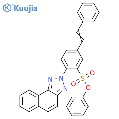 Benzenesulfonic acid,2-(2H-naphtho[1,2-d]triazol-2-yl)-5-(2-phenylethenyl)-, phenyl ester structure