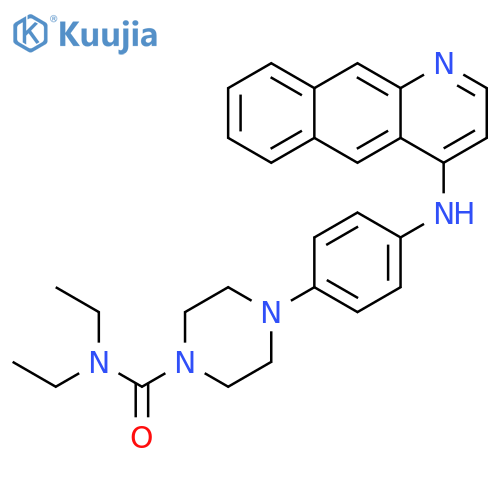 4-4-({benzogquinolin-4-yl}amino)phenyl-N,N-diethylpiperazine-1-carboxamide structure