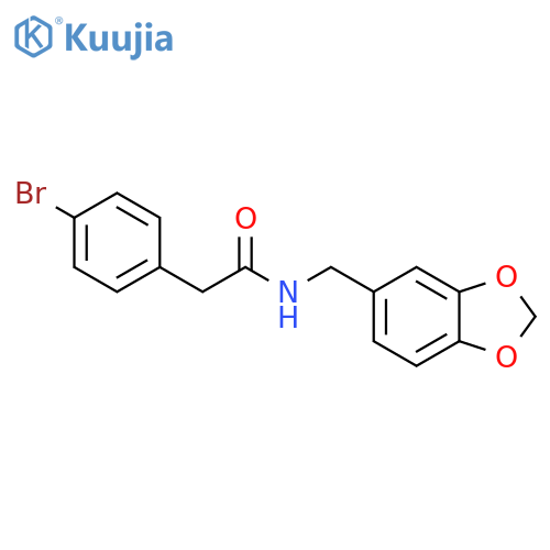 N-(1,3-benzodioxol-5-ylmethyl)-2-(4-bromophenyl)acetamide structure