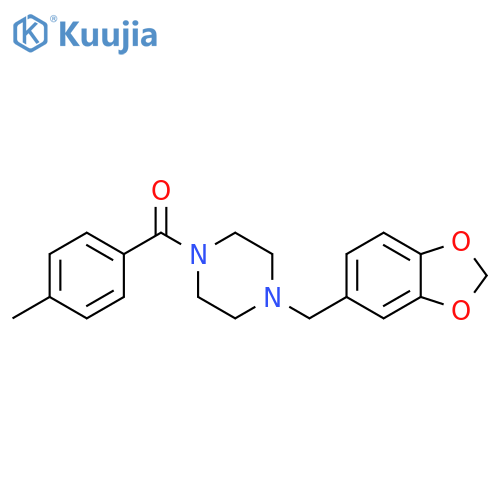 1-(2H-1,3-benzodioxol-5-yl)methyl-4-(4-methylbenzoyl)piperazine structure