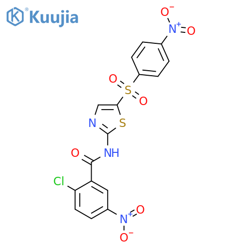 2-chloro-5-nitro-N-5-(4-nitrobenzenesulfonyl)-1,3-thiazol-2-ylbenzamide structure