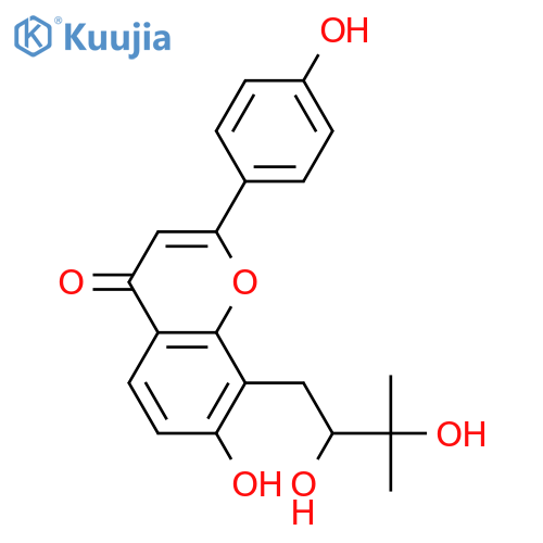 4H-1-Benzopyran-4-one,8-(2,3-dihydroxy-3-methylbutyl)-7-hydroxy-2-(4-hydroxyphenyl)- structure