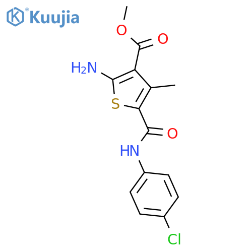 Methyl 2-amino-5-{(4-chlorophenyl)amino-carbonyl}-4-methylthiophene-3-carboxylate structure