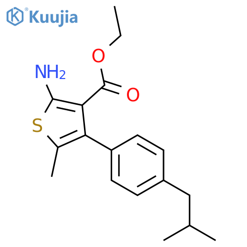 Ethyl 2-amino-4-(4-isobutylphenyl)-5-methylthiophene-3-carboxylate structure