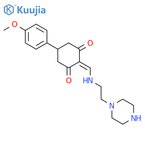 5-(4-Methoxyphenyl)-2-(2-piperazin-1-ylethylamino)methylidenecyclohexane-1,3-dione structure