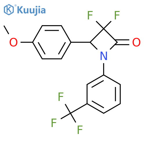 3,3-Difluoro-4-(4-methoxyphenyl)-1-[3-(trifluoromethyl)phenyl]azetidin-2-one structure
