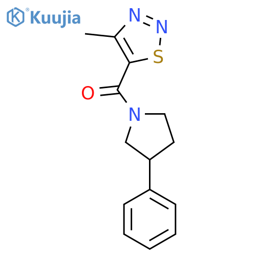 4-methyl-5-(3-phenylpyrrolidine-1-carbonyl)-1,2,3-thiadiazole structure