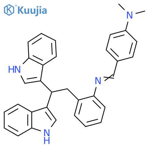 4-(1Z)-({2-2,2-bis(1H-indol-3-yl)ethylphenyl}imino)methyl-N,N-dimethylaniline structure