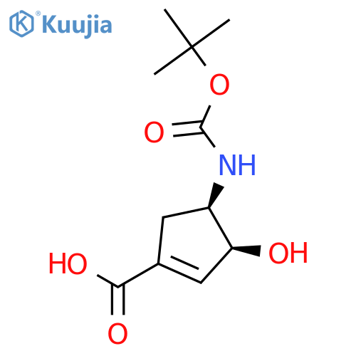 (3S,4R)-4-(tert-butoxycarbonylamino)-3-hydroxy-cyclopentene-1-carboxylic acid structure