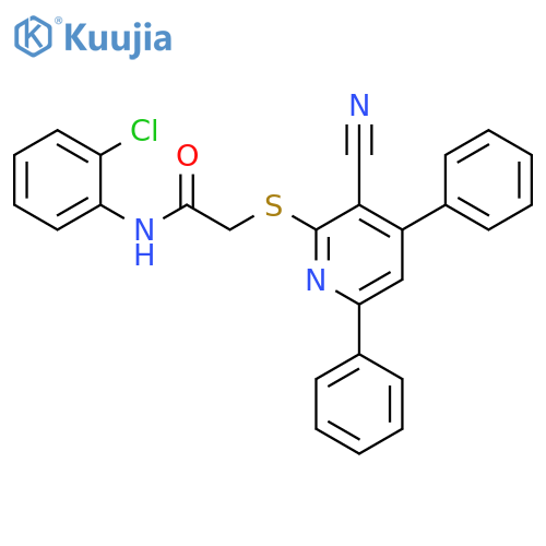 N-(2-Chloro-phenyl)-2-(3-cyano-4,6-diphenyl-pyridin-2-ylsulfanyl)-acetamide structure